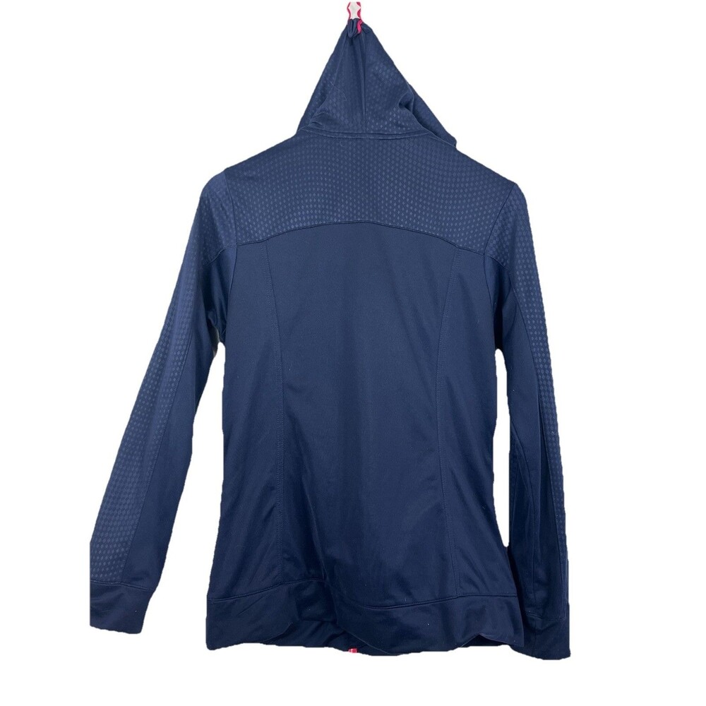 Navy Pink Zip Hoodie Athletic Lightweight Jacket Women M - Picture 3 of 10